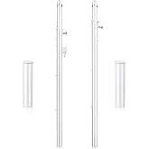 Otoolling 8 ft Adjustable Volleyball Poles Only, Indoor Outdoor Badminton Volleyball Post Semi Permanent Iron Round Sport Post 6 Height Settings for Badminton Net Replacement, Ground Sleeves Included