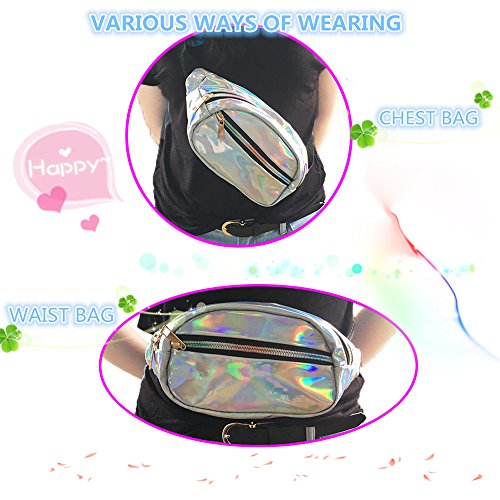 Fanny Packs for Women Holographic Waist Bag for Party Traveling Outdoor Sports