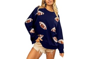 MOUSYA Womens Sequin Football Sweatshirt Game Day Long Sleeve Shirt Sunday Funday Pullover Casual Crewneck Tops