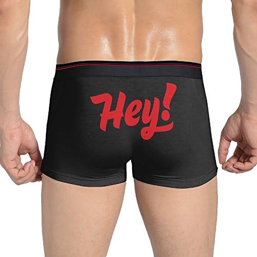 StanRob Hey Men's Boxer Briefs Low Rise Underwear Trunks For Boy Black