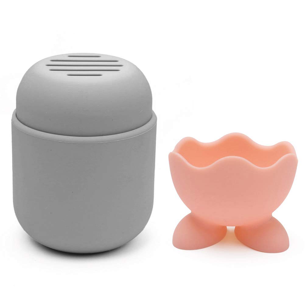 Pimoys 1 Piece Makeup Sponge Holder, Beauty Sponge Blender Container Washable Reusable Protective Carrying Container with 1Piece Makeup Sponge Drying Holder,Easy To Carry(Grey)