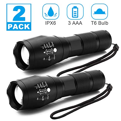Tactical Flashlight – Lambony Super Bright 2000 Lumen Waterproof LED Mini Flashlights 5 Light Modes for Sporting, Outdoor, Camping, Hiking, Emergency, 2 Pack