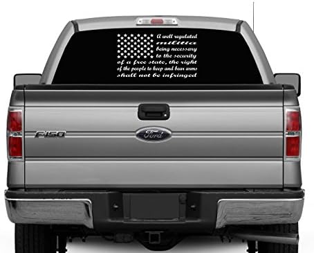 2ND Amendment US Flag - Large Die Cut Vinyl Graphic for Car, Truck or Van Windows - Merica (White)