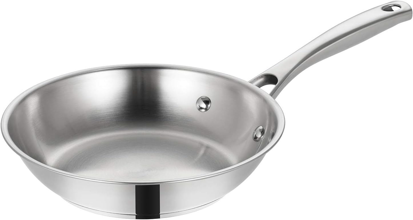 EPPMO Poêle en acier inoxydable de 20 cm pour induction et tous types de cuisinières, passe au