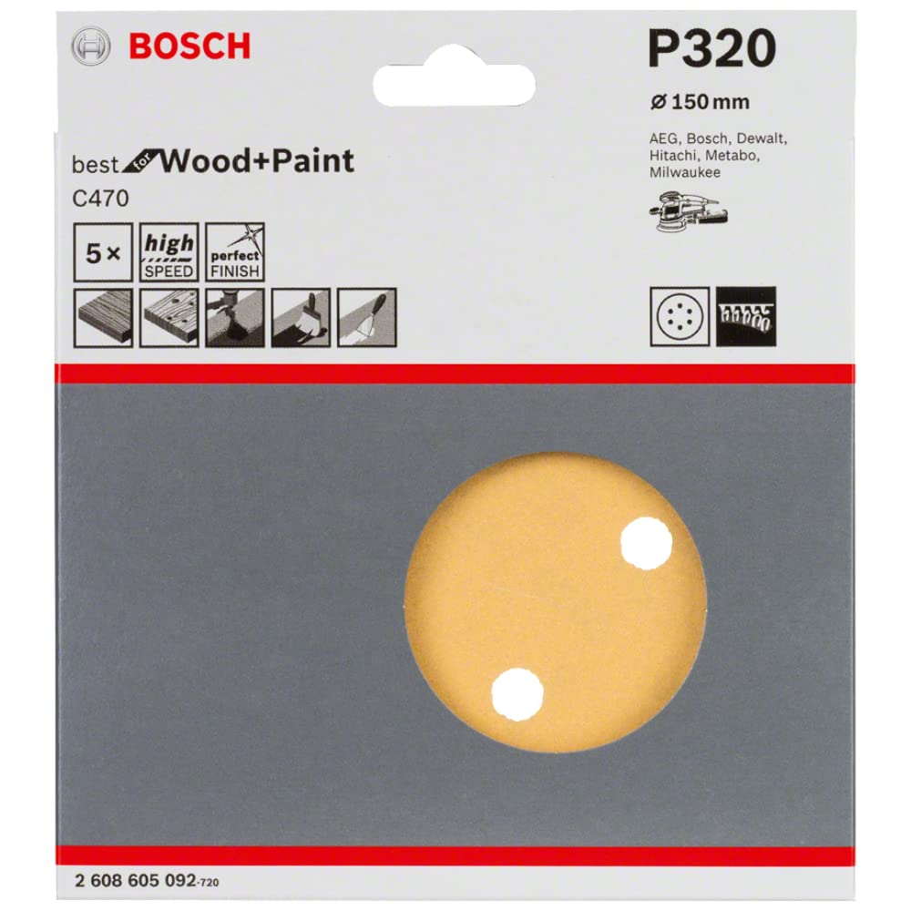 Bosch 2608605092 150 mm Sanding Sheets for Random Orbit Sanders