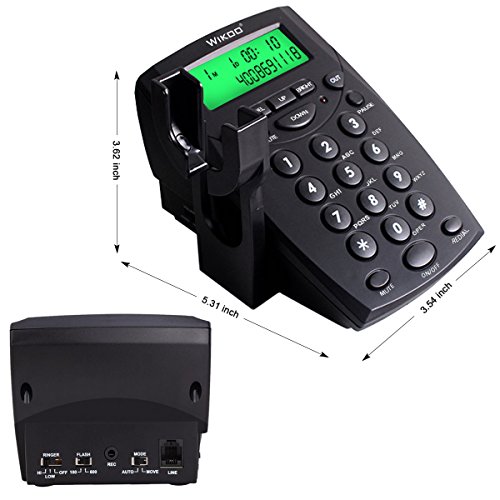 Wikoo Handsfree Call Center Dialpad, Black Corded Dialpad with Mute Function For Home & Business, Comes with Noise Cancelling Headset - Noise Cancellation