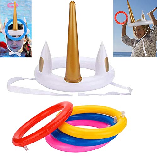 Inflatable Unicorn Ring Toss Game Hoop Toy Floating Swimming Ring for Pool Favor for Garden Party Beach Supplies Decor for Kids Funny Family Games - Thumbnail 7