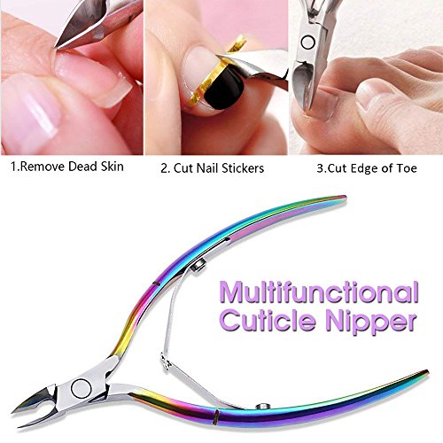 PrettyDiva Cuticle Nipper - Stainless Steel Nail Cuticle Cutter Trimmer Clipper with Double Spring, Durable Dead Skin Remover Manicure/Pedicure Tool for Fingernail Toenails - Thumbnail 3