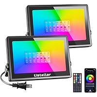 USTELLAR Smart WiFi LED Flood Lights Outdoor, RGB Color Changing Stage Landscape Lighting with APP Group Control, Timing, Ale
