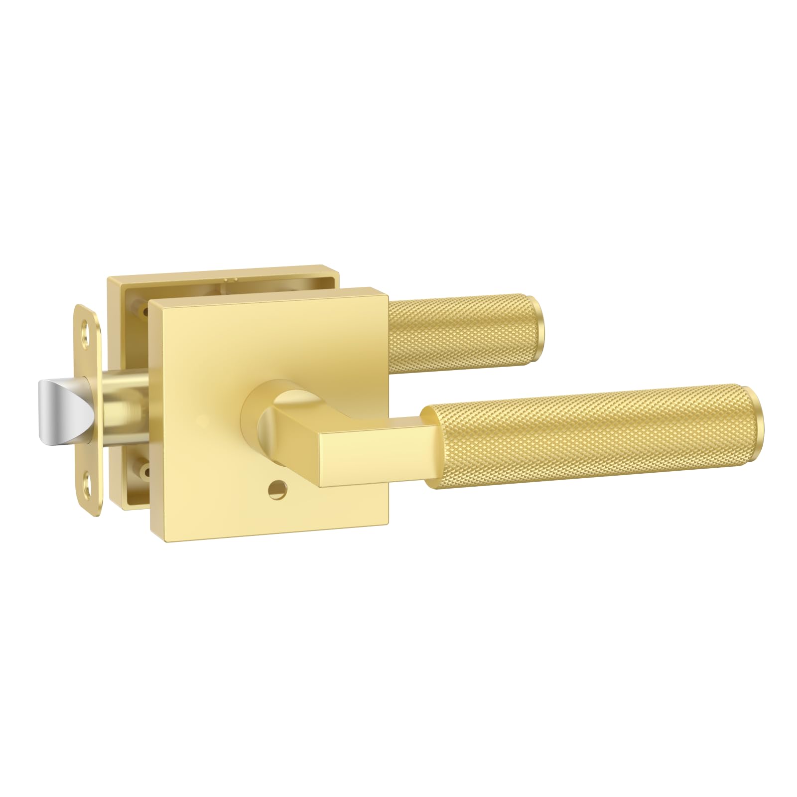 Photo 1 of Amerdeco 1 Pack Privacy Door Handles,Brushed Gold Door Handles Interior,Knurled Gold Door Lever, Heavy Duty Bedroom and Bathroom with Lock,Reversible Keyless for Right & Left Side AM0021