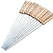 CHICHIC 12 Inch Wooden Handle Stainless Steel Metal BBQ Barbecue Skewers Kabob Skewers Grilling Accessories Kabobs Sticks Grilling Skewers Set Reusable BBQ Sticks Shish Kabobs, Set of 12