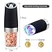 Gravity Electric Salt and Pepper Grinder Set of 2,Battery Powered Pepper Mill and Salt Mill, Adjustable Grind Coarseness with Blue LED Light, Automatic Salt and Pepper Shakers,by Kaleep