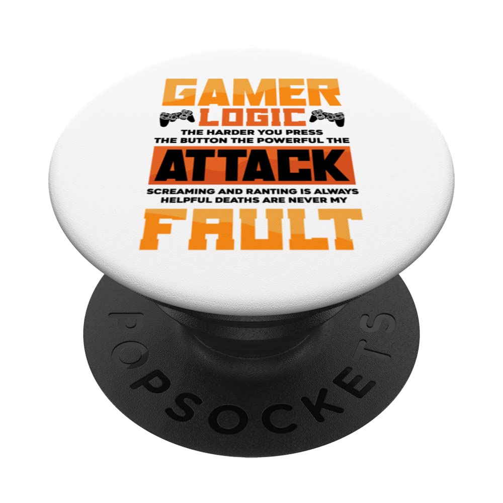 Gamer Logic The Harder You Press The Button Video Games PopSockets Swappable PopGrip