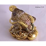 Three Legged Wealth Toad - Money Frog Feng Shui Hand Crafted and Decorated Fine Chinese Porcelain, Figurine 3070 (Brown)