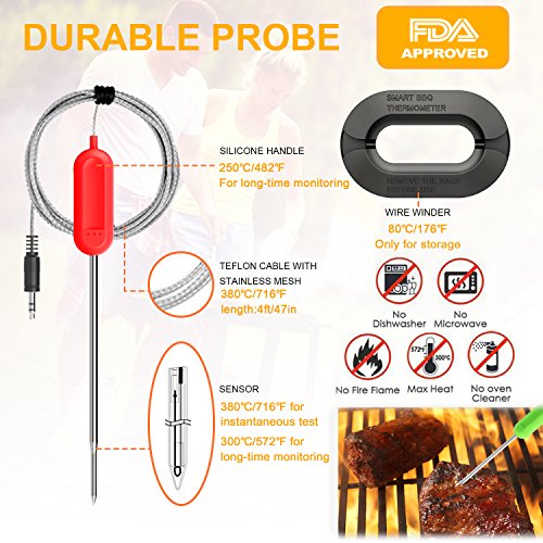 Digital Bluetooth Meat Thermometer for iPhone 6 Long Probes, Smart