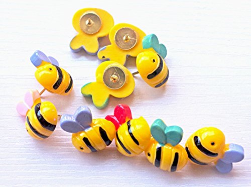 10 Pcs Bumble Bee Push Pins Bulletin Board Bee Shape Thumb Tacks