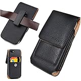 iPhone 7 / 6S (4.7'') Premium Vertical Leather Pouch Credit Card Wallet Case Swivel Belt Clip Carrying Holster(fits iPhone+OtterBox Defender/LifeProof/Mophie Juice Pack/Resurgence power cover on)