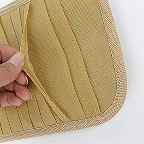 2Pcs Beige Car Sun Visor Organizer CD Holder Case Pocket Storage Pouch 12 Disc Auto CD Storage Case Sleeve Wallet Clips Stowing Tidying