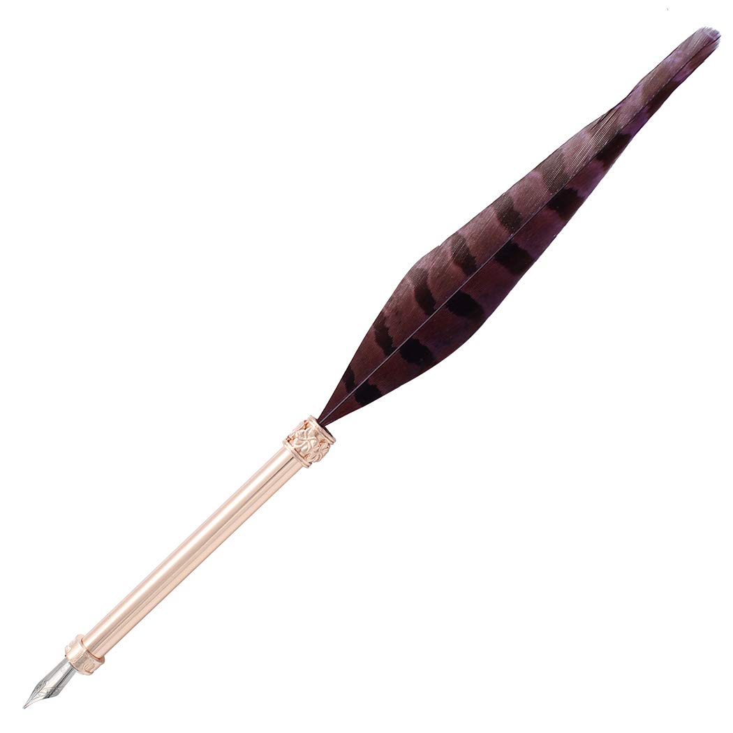 Gullor Vintage Feather Quill Pen, Nuture Feather Dip Pen with Gift Box, Black & Purple