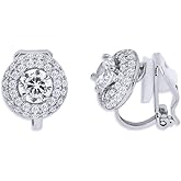YOQUCOL Cubic Zirconia CZ Crystal Clip On Earrings For Women Non Pierced Stud Jewelry
