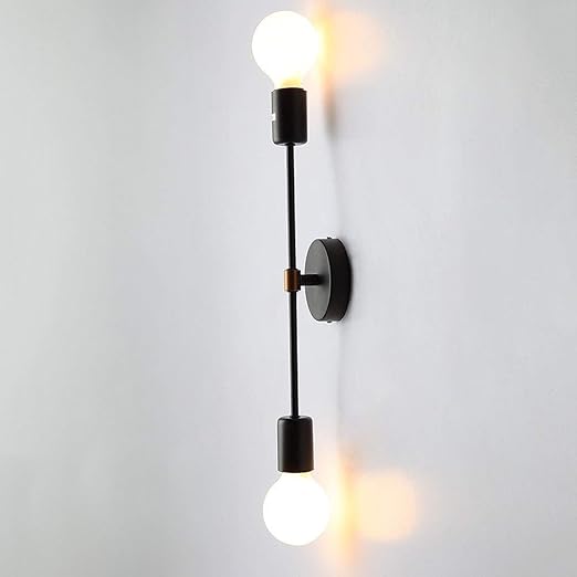 Applique Da Parete Per Interni Nera 2 Luci E27 Applique Lunghe Applique Da Parete In Ferro Vintage In Metallo Illuminazione Per Interni Applique Semplice Per Corridoio Camera Da Letto Sala Da Pranzo