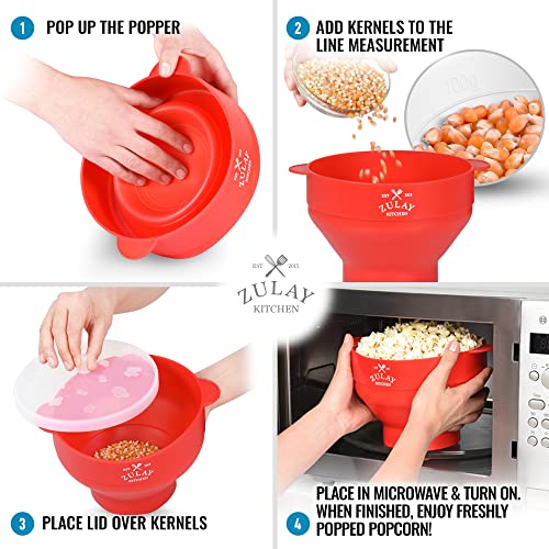Zulay Kitchen Large Microwave Popcorn Maker BPAFree Silicone Popcorn