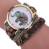 Creazy Women Girl Rhinestone Elephant Pattern Quartz Bracelet Wrist Watch (BW)