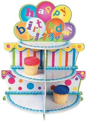 Foam Happy Birthday Cake Cupcake Tray Holder Party Display