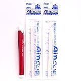 Pentel AinCLIC Stick Type Knock Eraser, Metal Red (XZE15-MB) + Eraser Refills×2 Packs/total 2 Refills(Japan Import) [Komainu-Dou Original Package]
