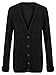 Ladies Long Sleeve Button Up Chunky Cabel Knitted Grandad Cardigan (M/L(12-14), Black)