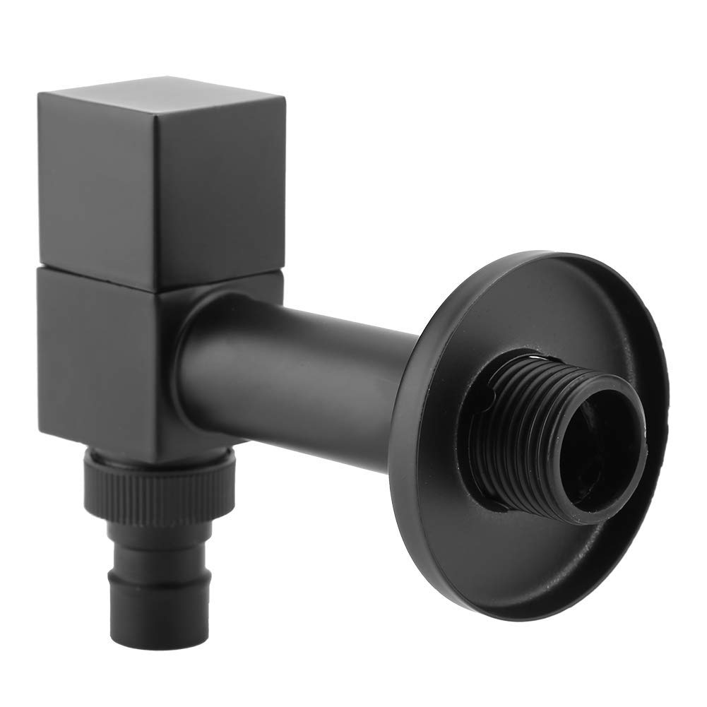 Hyuduo Brass Wall Tap, Black Single Handle Square Wall Mount Decorative Cold Water Faucet for Outdoor Garden Bathroom(G1/2 Thread),Washbasin Faucet