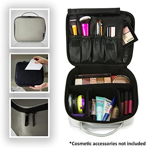 BEAUTYBOX Travel Makeup Bag Cosmetics Train Case - Portable Make Up and Toiletry Organizer for Women - Fits All your Essential Beauty Products - Small Compact, Organized, and Large Capacity Storage