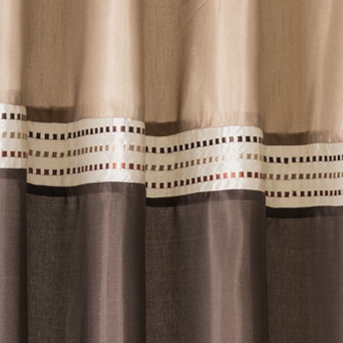 Lush Decor Terra Color Block Shower Curtain Fabric Striped Neutral