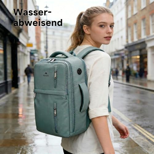 MATEIN Ryanair Hand Luggage 40 x 30 x 20 cm with Wet Compartment, 24 L Backpack, Hand Luggage, Aeroplane, Lightweight, Peacock Green, Casual