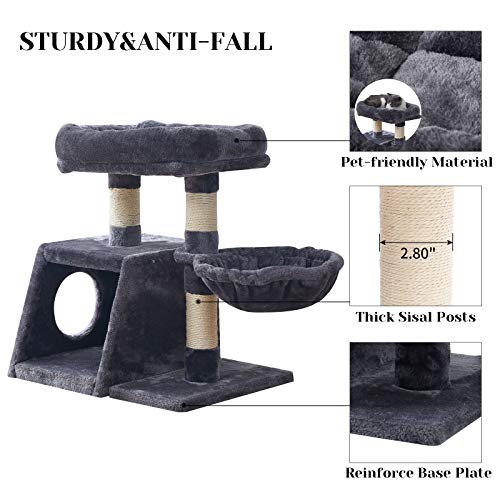 IBUYKE Small Cat Tree Tower Play Furniture with Sisal Scratching Posts