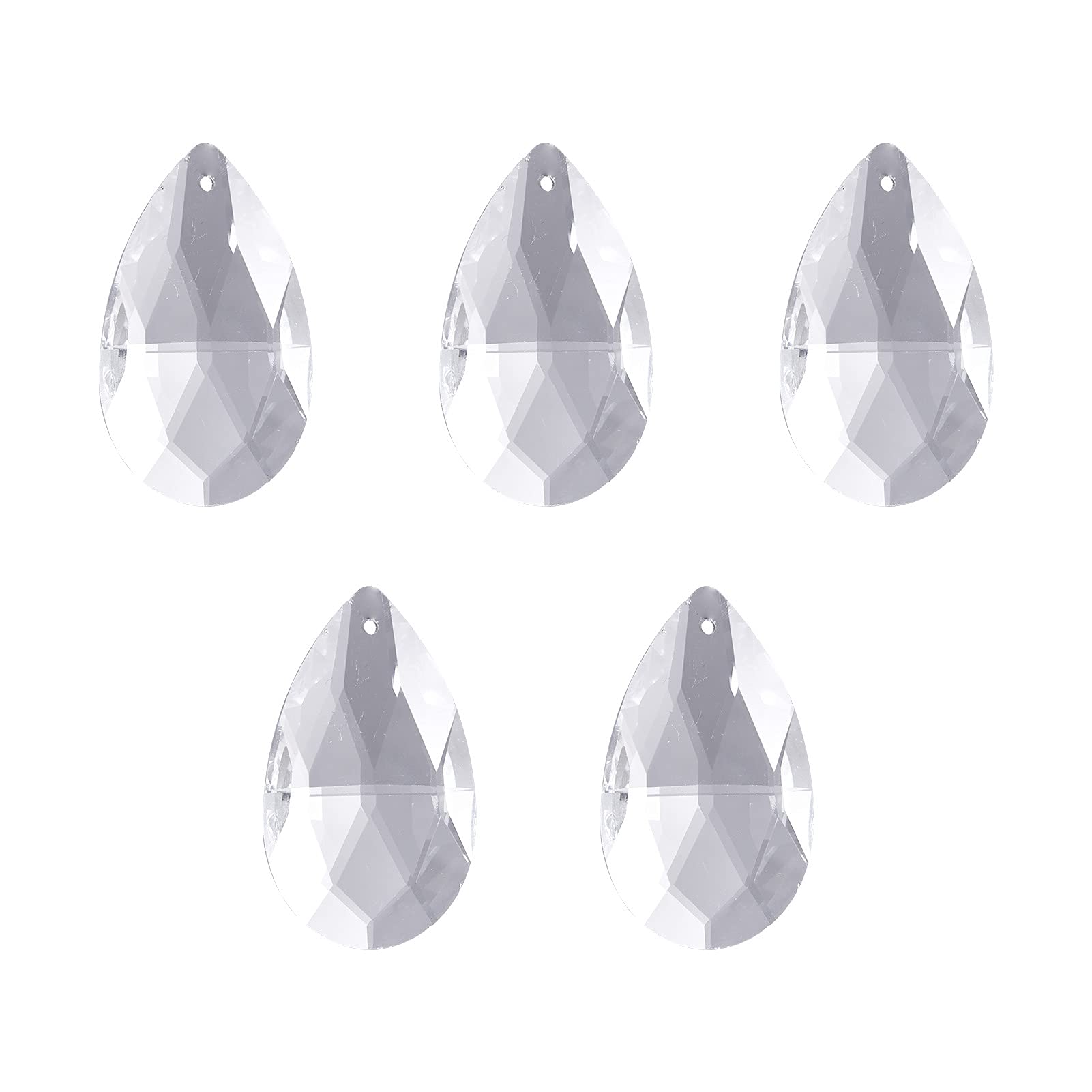 PandaHall 5pcs Crystal Ball Prism Pendant Suncatcher 47.5x27.5x25~26mm Clear Faceted Ball Prism Drop Glass Pendant for Lamp Lighting, Feng Shui, Rainbow Maker, Windows