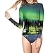 RedExtend Women's Galaxy Printing One Piece Long-sleeve Surf Sporty Swimsuit