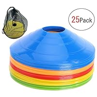 YYINGG Disc Cone Set with Holder Field Marker 25 Pcs Soccer Cones for Training, Soccer, Football, Basketball,Kids