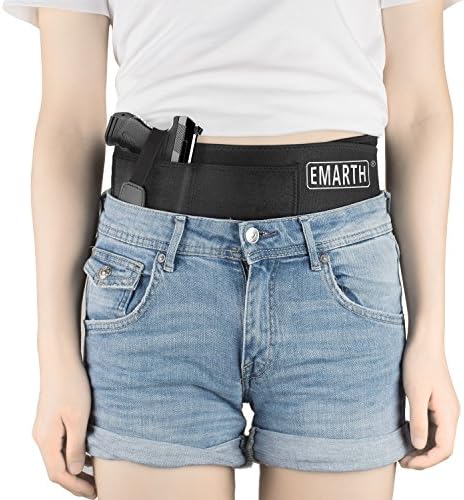 Gun Holster Belly Band Holster Concealed Carry Gun Holster with Magazine Pocket/Pouch Fits Pistols Revolvers for Women Men (Black)
