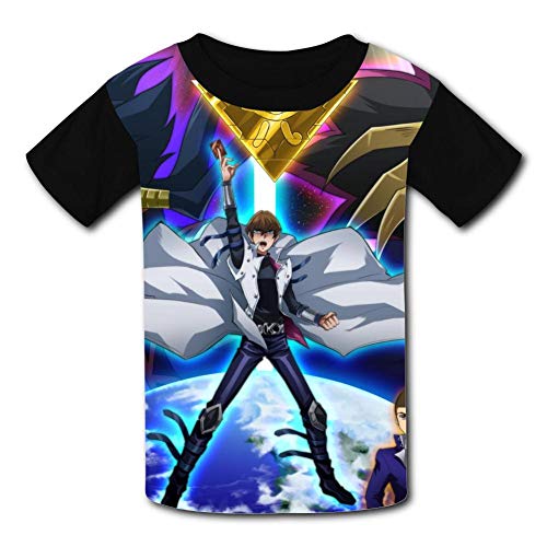 T-Shirt Short Sleeve Kids Tee Shirt Black Yu Gi Oh! Cartoon for Girls Boys