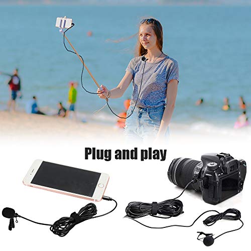 Lavalier Microphone Omnidirectional Lapel Microphone for iPhone, Camera