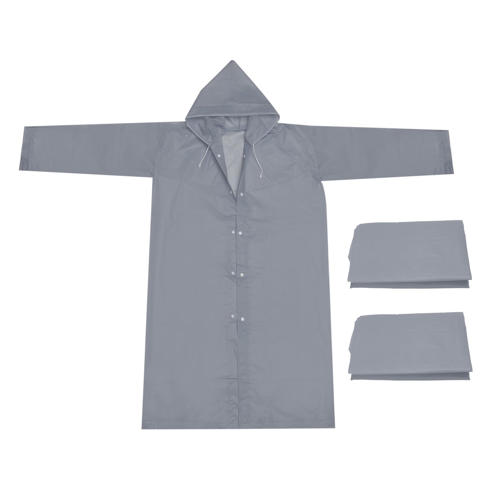 PATIKIL Rain Ponchos for Adults, 2 Pack Lightweight Reusable EVA Impermeable Rain Coat Waterproof Rain Jacket for Men and Women, Gray