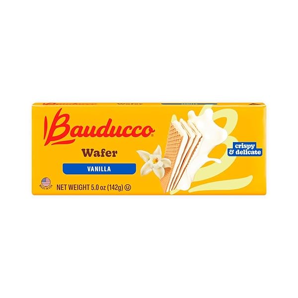 BAUDUCCO VANILLA WAFERS – CRISPY WAFER COOKIES WITH 3 DELICIOUS, INDULGENT, DECADENT LAYERS OF VANILLA FLAVORED CREAM – DELICIOUS SWEET SNACK OR DESERT – 5.0 OZ (PACK OF 1)