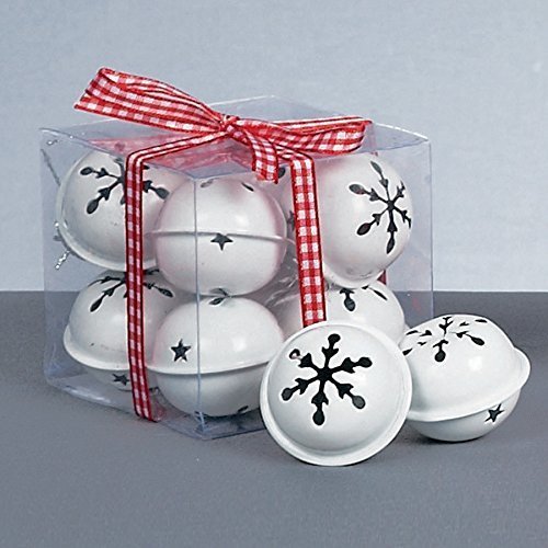 Premier Decorations Snowflake Jingle Bells, 8 pack White 8cm x 4cm