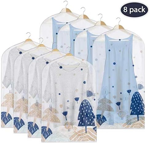 Garment Bag, 8 Pack Dust Cover for Clothes, Fdclife Garment Bags for Suits, Jackets and Dresses for Travel and Storage (4 Pcs Large and 4 Pcs Medium)
