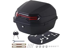 Japard Motorcycle Top Case 42L Daily Rear Tail Box Trunk, Lockable Storage Carrier, Waterproof Universal Mounting for Helmet Luggage