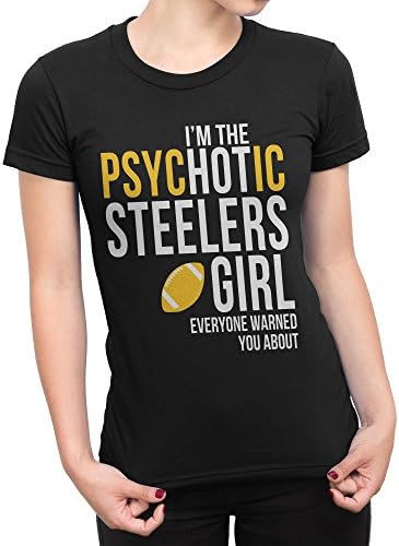 USA Threadz Psychotic Pittsburgh Steelers Girl Black T-Shirt For Women
