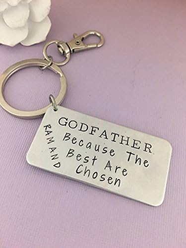 Godfather Baptism Gift Keepsake Keychain Custom Child Name Godparent Christening Baby Personalized Christmas Birthday Anniversary Present