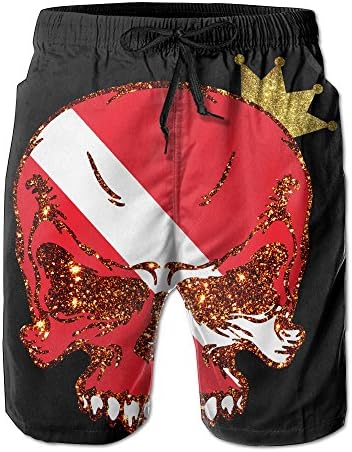 Scuba Diving Skull Flag Dive Diver Men's Tropical Quick Dry Board Shorts Bathing Suits Swimwear Volley Beach Trunks
