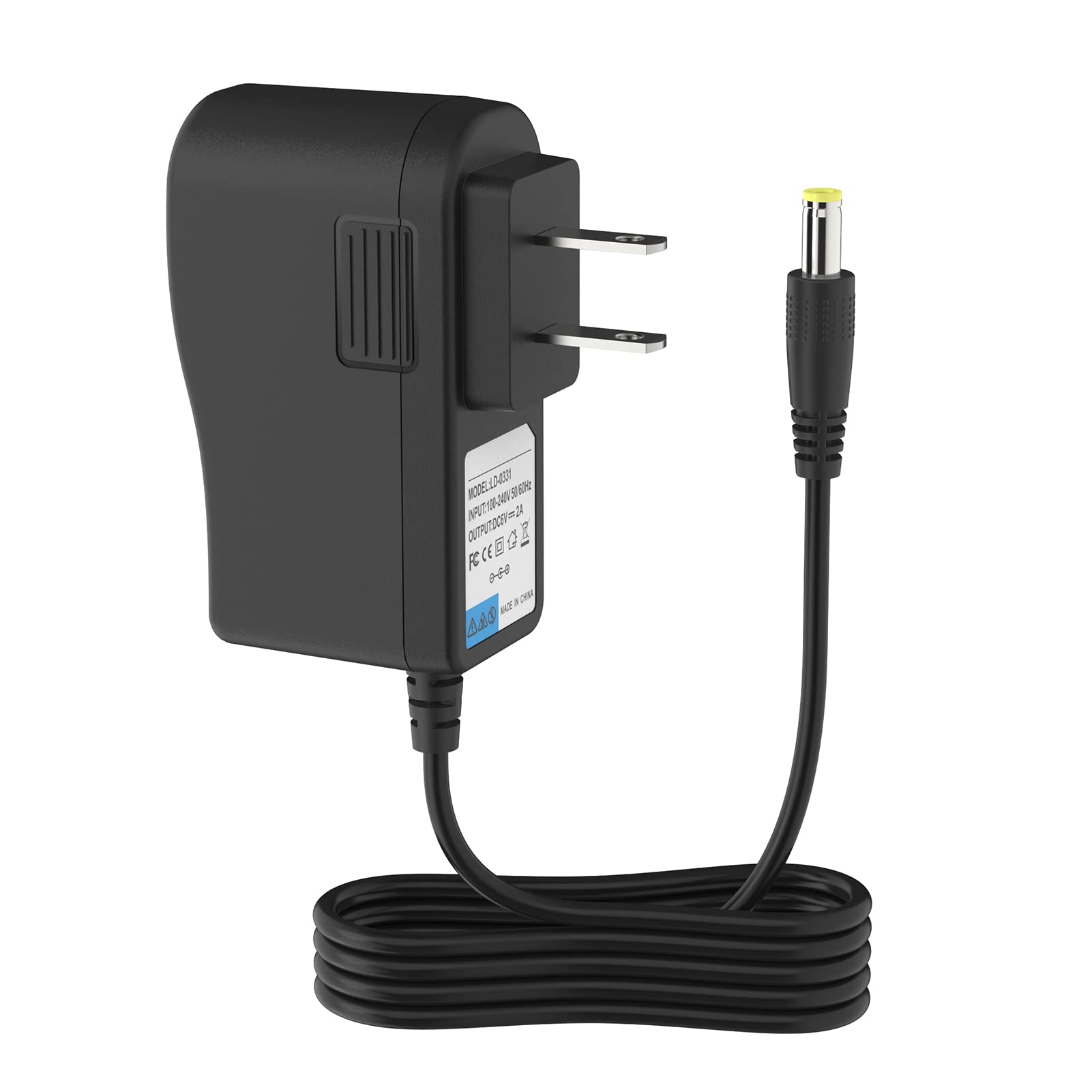 Photo 1 of 6V AC Power Adapter for iTouchle Automatic Sensor Trash Cans 2.5 to 23 Gallon, 6.4Ft Long Power Cord Supply, for iTouchle Trash Can Parts, 13 Gallon Trash Can Ac Adapter Power Cord